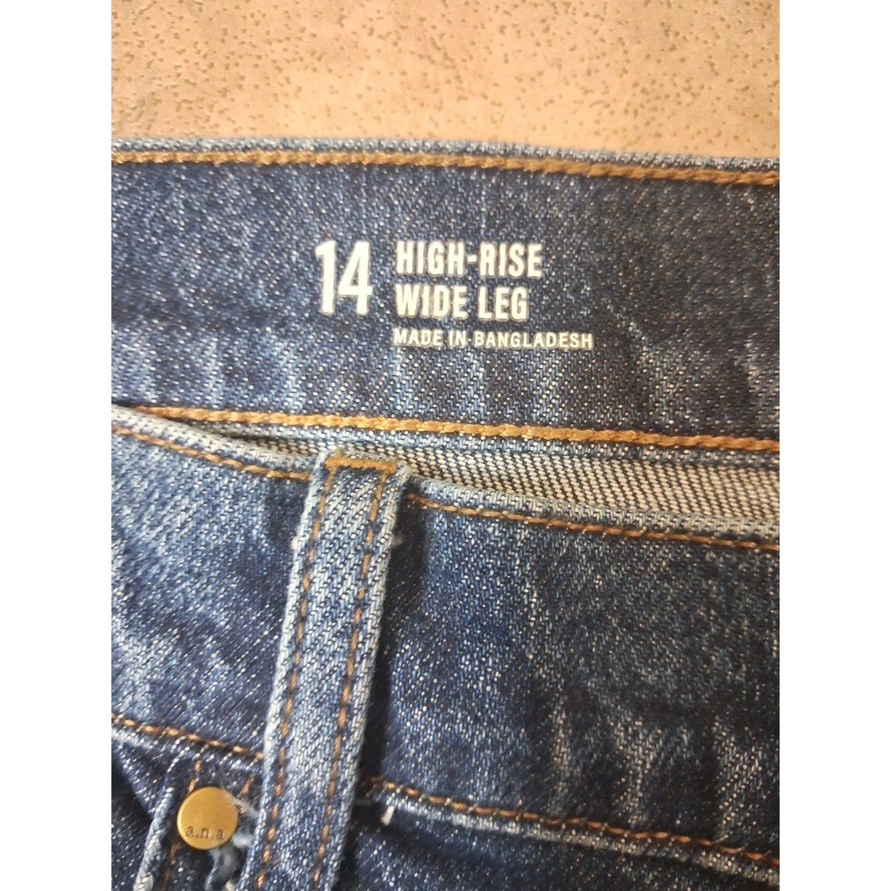 A.N.A. High Rise Wide Leg Jeans Womens Size 14 Barrel - Picture 7 of 10